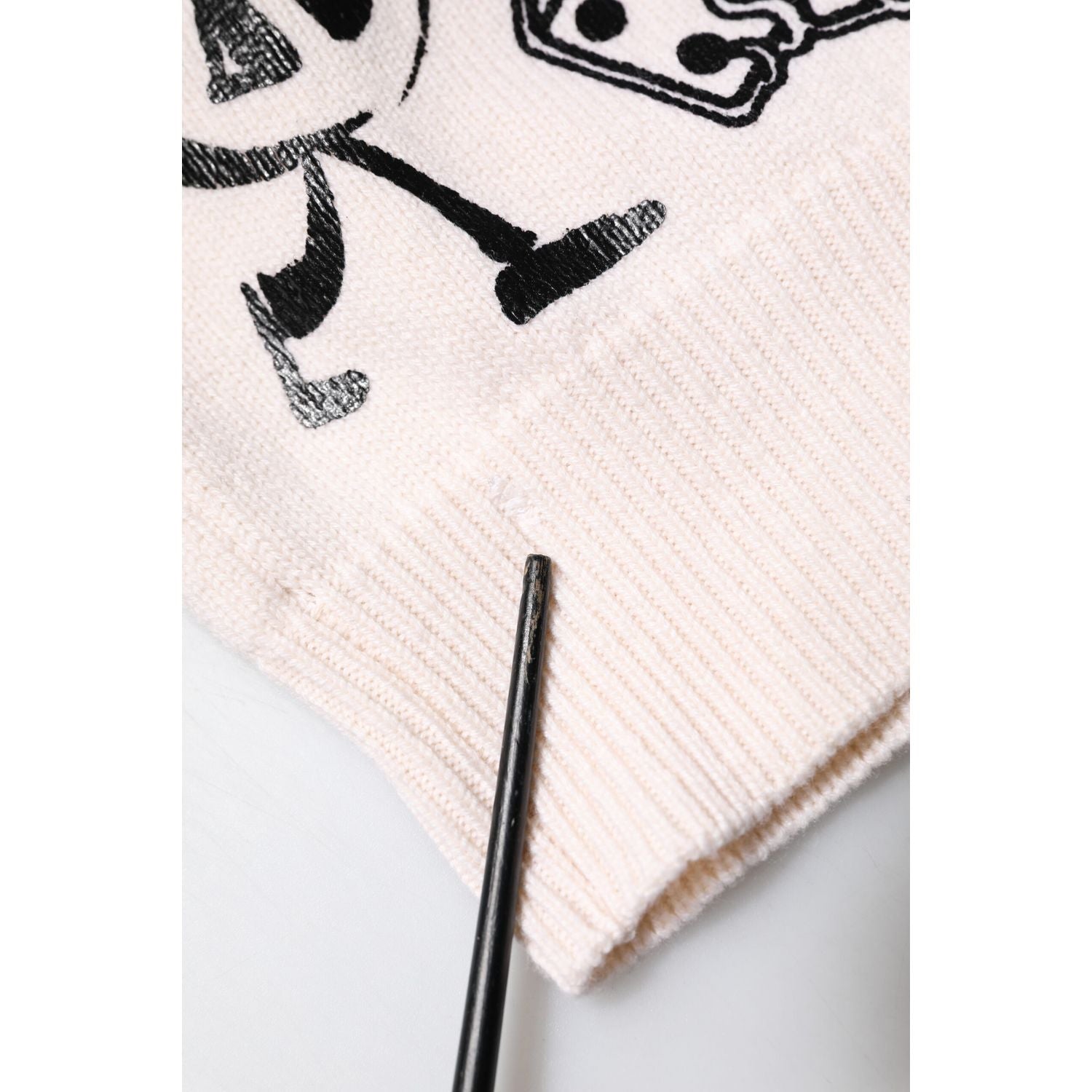 Dolce & Gabbana White Black Logo Print Women Pullover Sweater