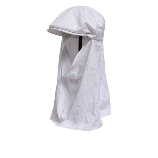 Dolce & Gabbana White Cotton DG Logo Plaque Baseball Balaclava Hat Dolce & Gabbana