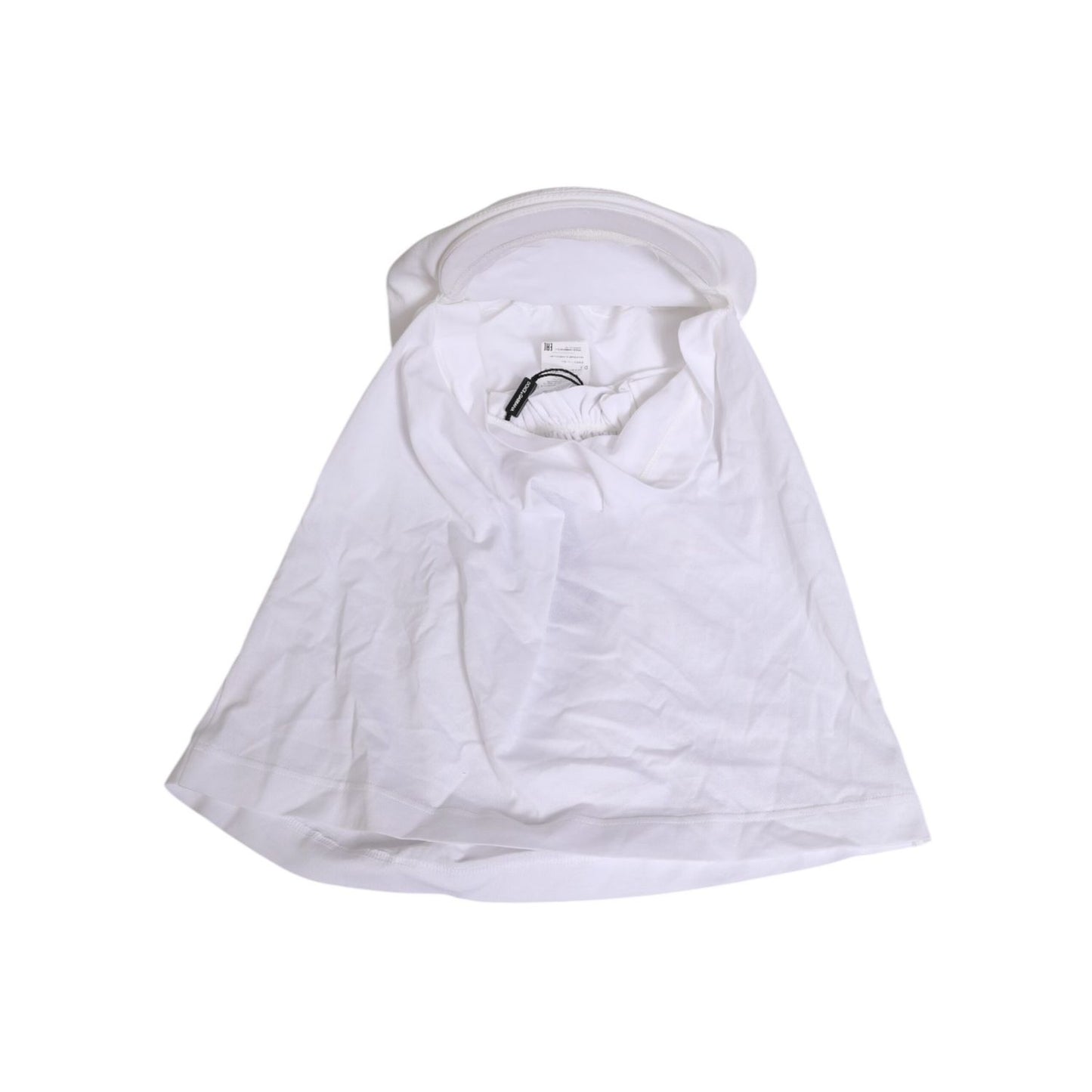 Dolce & Gabbana White Cotton DG Logo Plaque Baseball Balaclava Hat