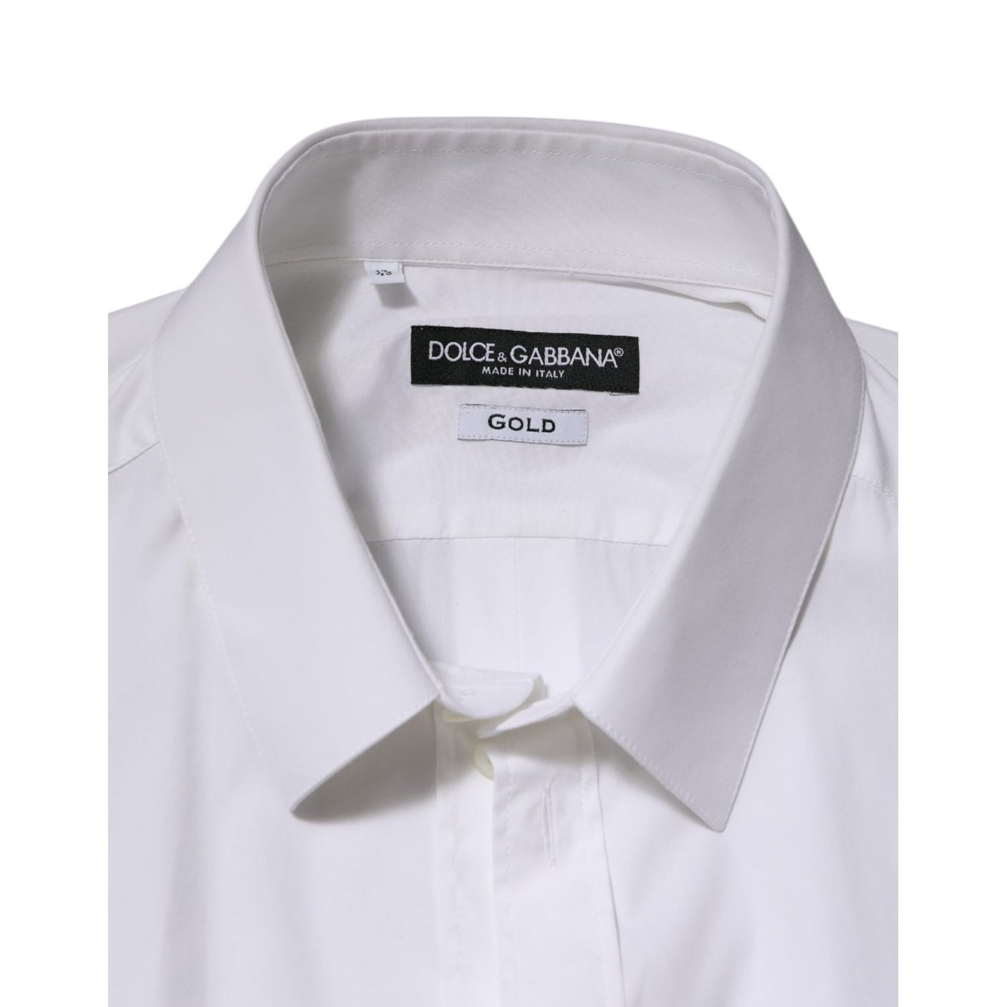 Dolce & Gabbana White Cotton GOLD Long Sleeves Formal Shirt