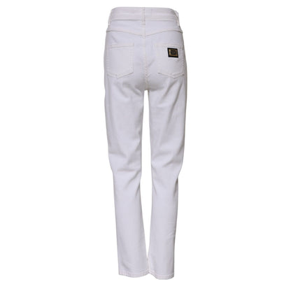 Dolce & Gabbana White Cotton High Waist Straight Denim Jeans