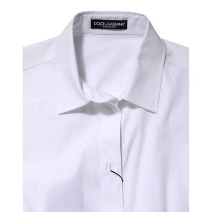 Dolce & Gabbana White Cotton Long Sleeves Collared Shirt Top