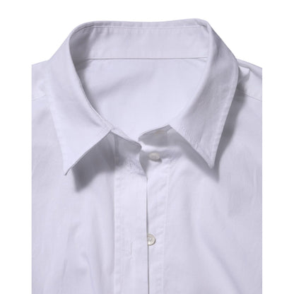 Dolce & Gabbana White Cotton Long Sleeves Collared Top Shirt