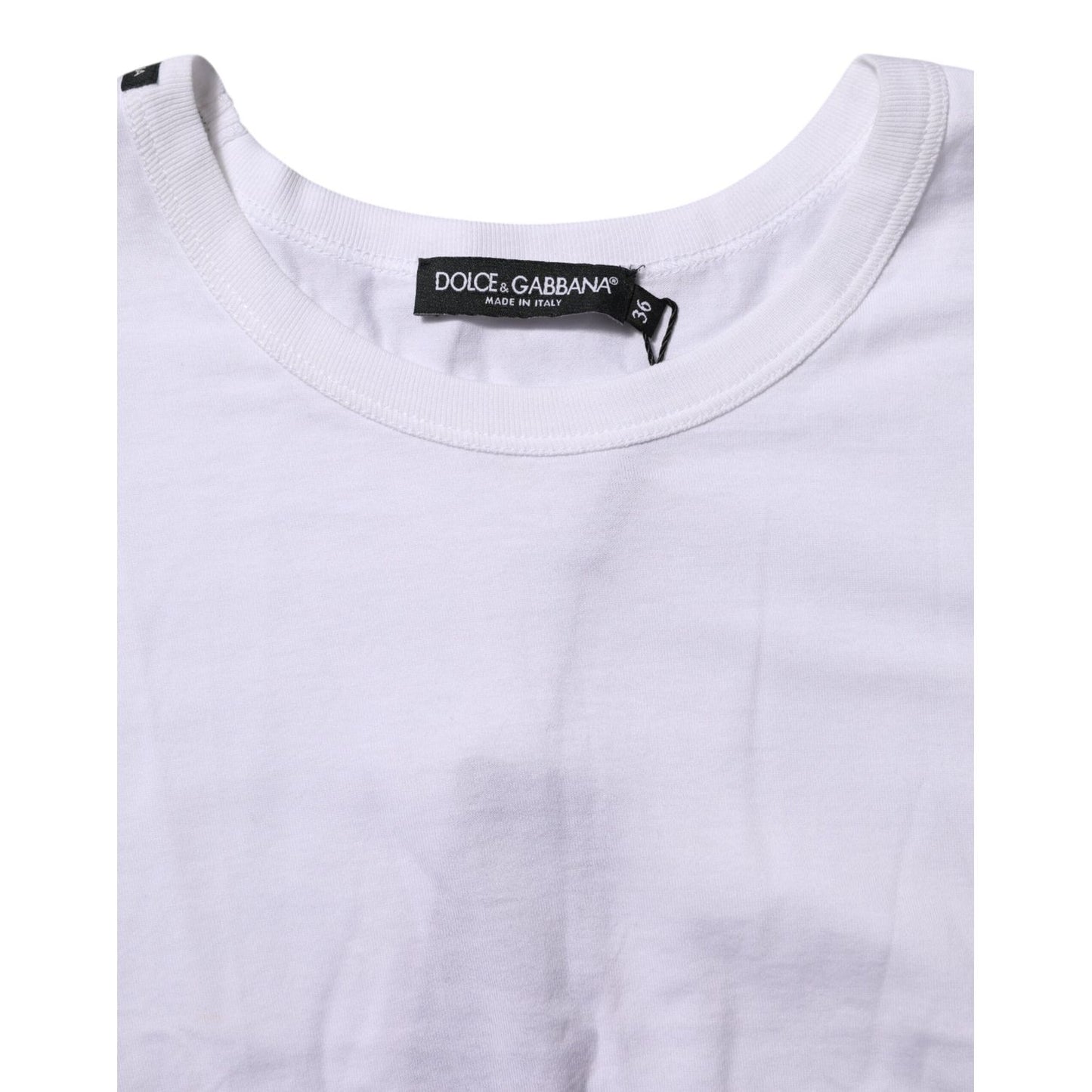 Dolce & Gabbana White Cotton Short Sleeves Cropped T-shirt