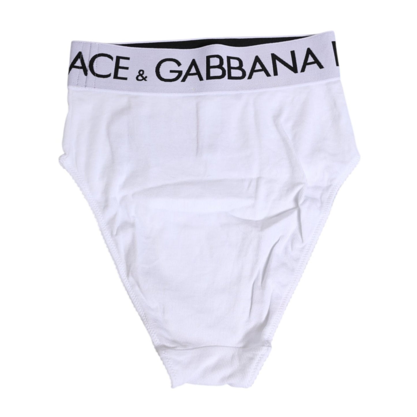 Dolce & Gabbana White Cotton Stretch High Waist Panty Underwear