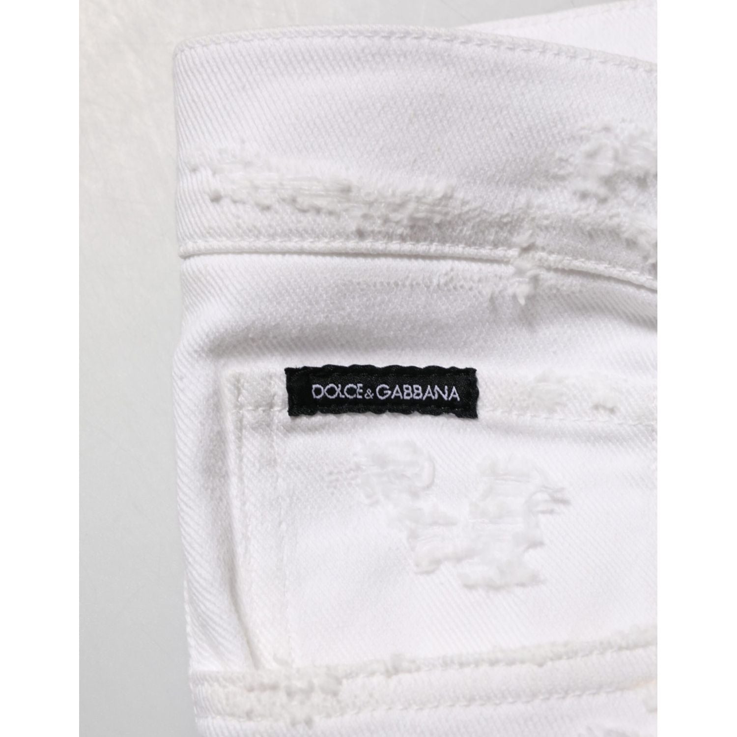 Dolce & Gabbana White Distressed Ripped Denim Trouser Jeans