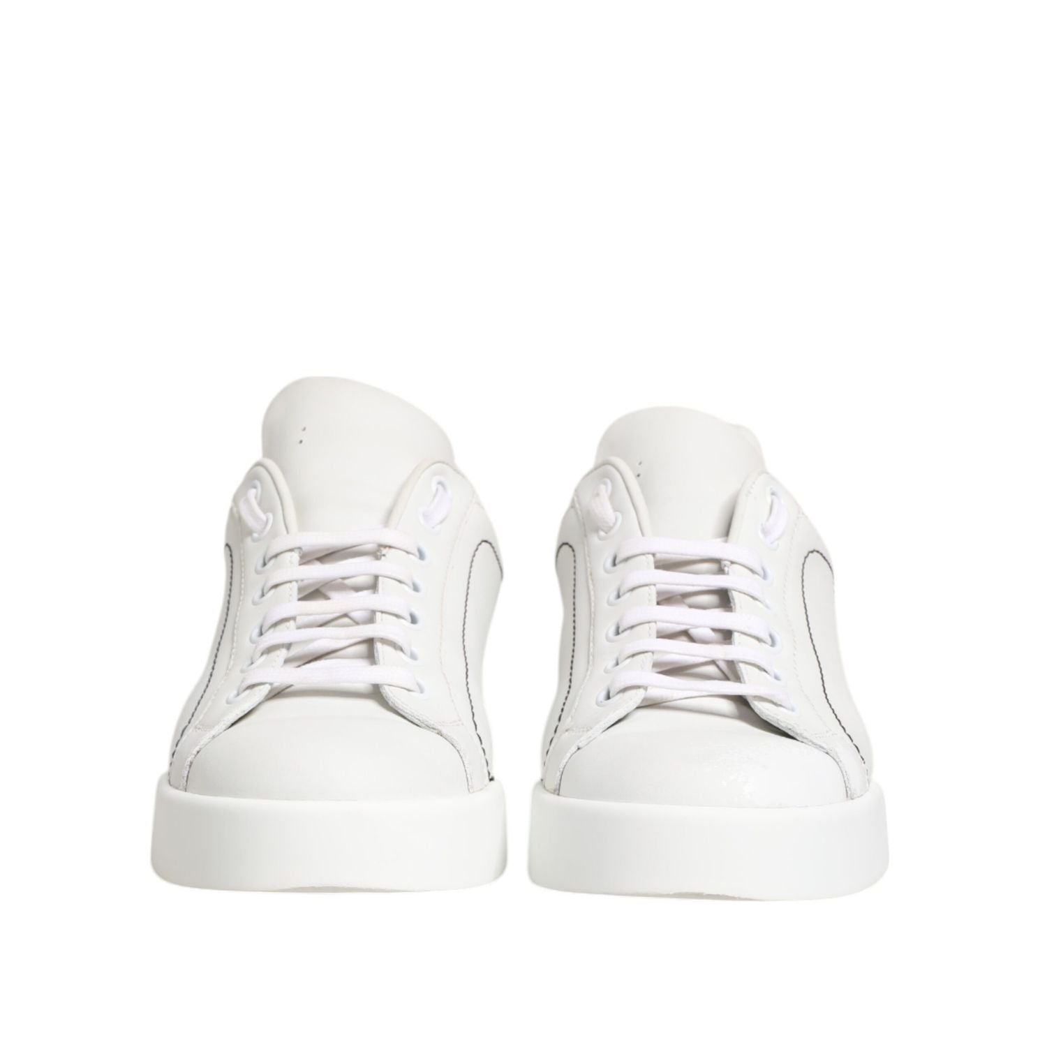 Dolce & Gabbana White Gold Leather Low Top Sneakers Shoes