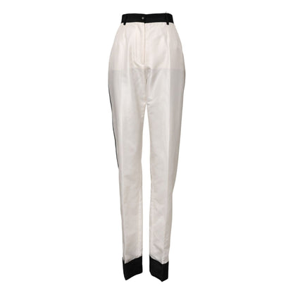 Dolce & Gabbana White High Waist Straight Dress Trouser Pants