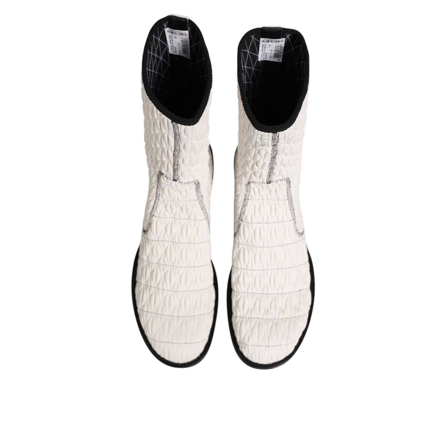 Dolce & Gabbana White Lambskin Leather Mid Calf Boots Shoes Dolce & Gabbana