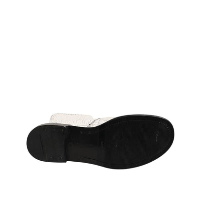 Dolce & Gabbana White Lambskin Leather Mid Calf Boots Shoes Dolce & Gabbana