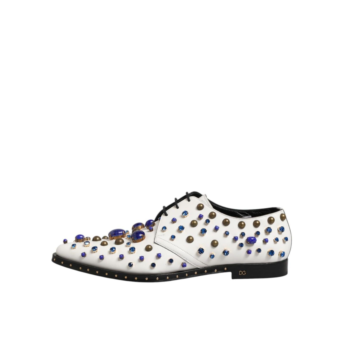 Dolce & Gabbana White Leather Crystals Embellished Dress Shoes Dolce & Gabbana