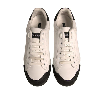 Dolce & Gabbana White Leather Logo Portofino Sneakers Shoes