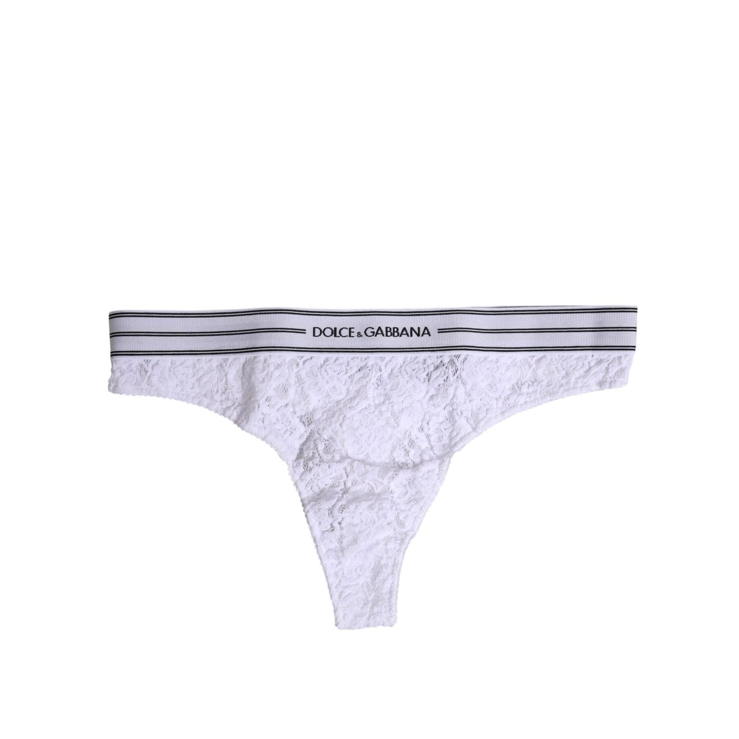 Dolce &amp; Gabbana White Nylon Floral Lace Bottom Panty Underwear
