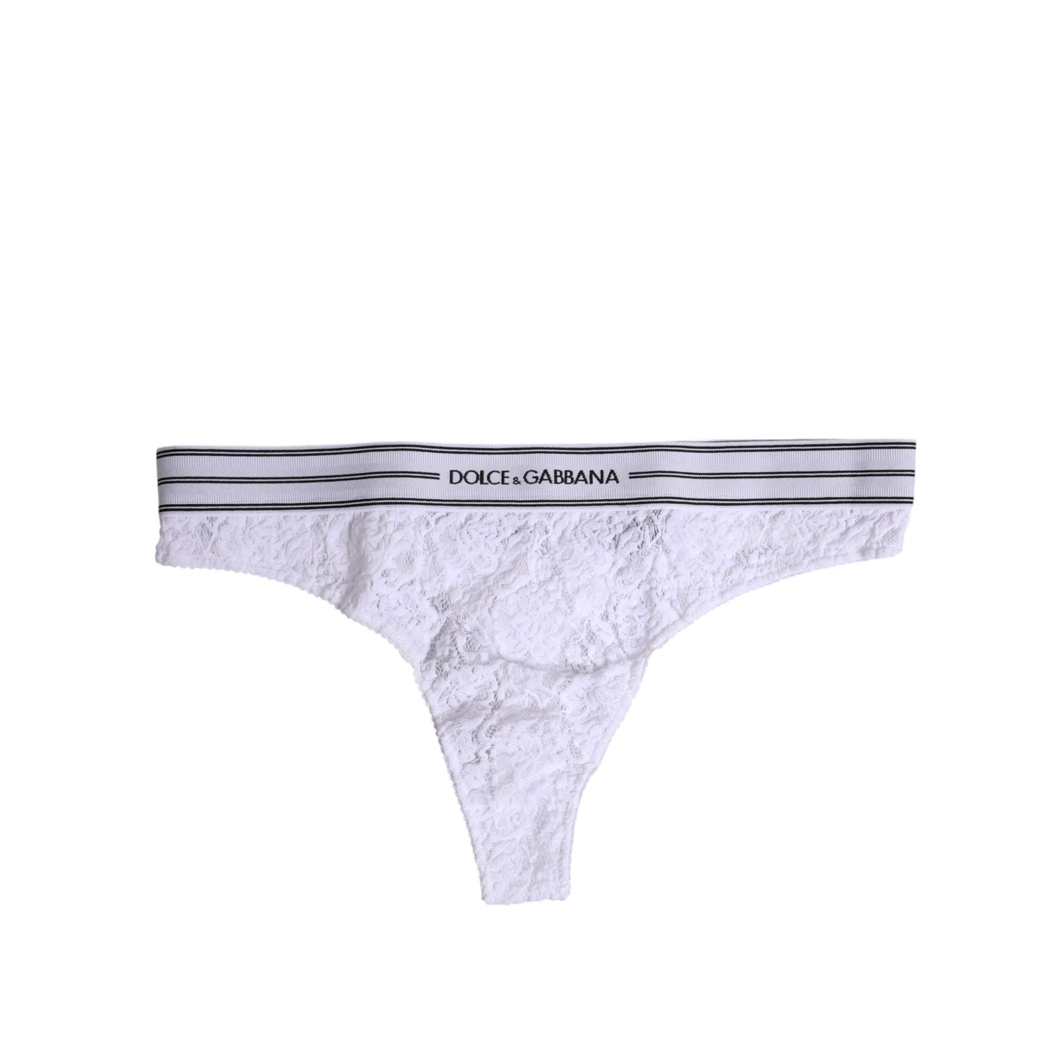 Dolce &amp; Gabbana White Nylon Floral Lace Bottom Panty Underwear