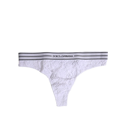 Dolce &amp; Gabbana White Nylon Floral Lace Bottom Panty Underwear