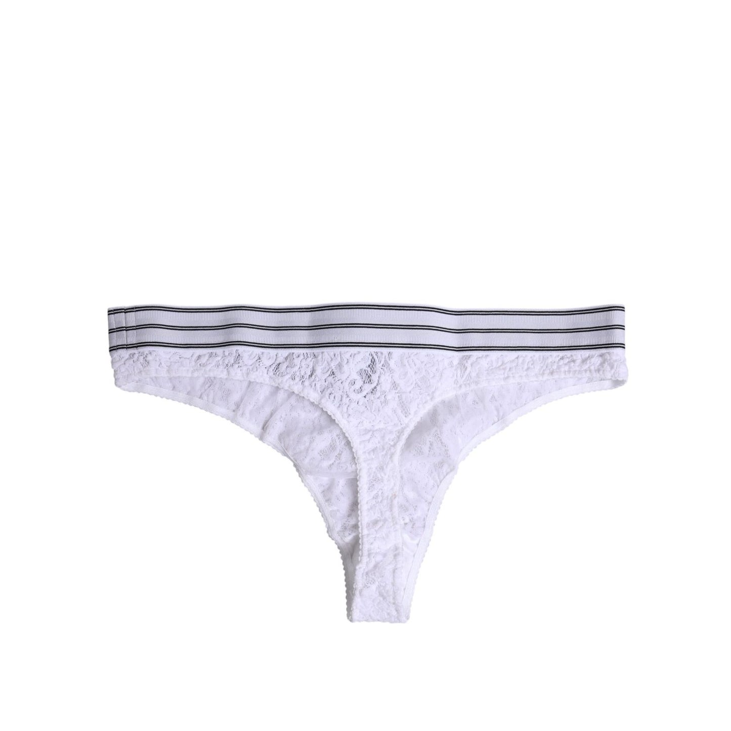 Dolce &amp; Gabbana White Nylon Floral Lace Bottom Panty Underwear