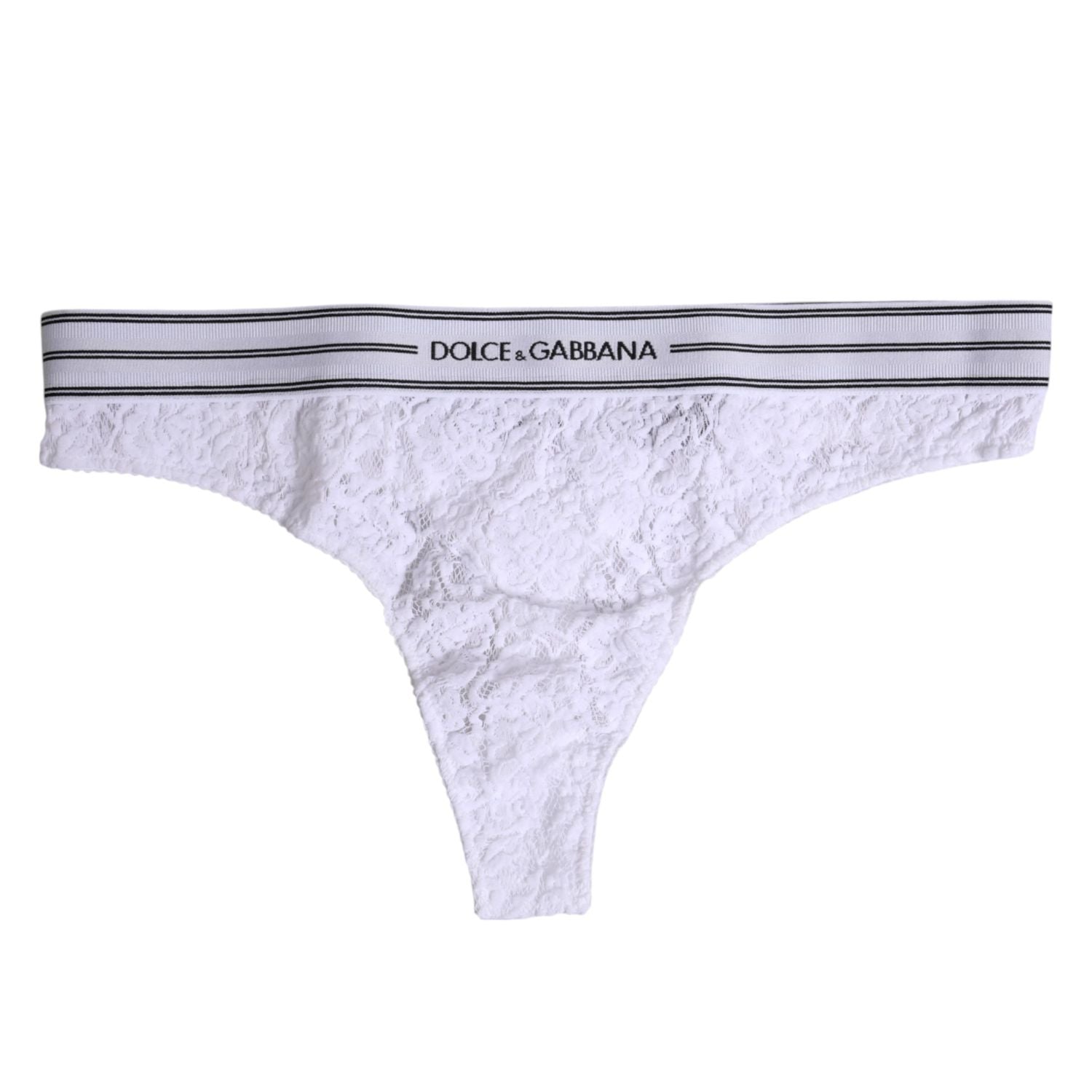Dolce &amp; Gabbana White Nylon Floral Lace Bottom Panty Underwear