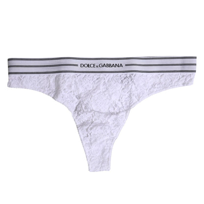 Dolce &amp; Gabbana White Nylon Floral Lace Bottom Panty Underwear