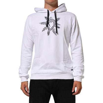 Dolce & Gabbana White Sacred Heart Hooded Sweatshirt Sweater Dolce & Gabbana