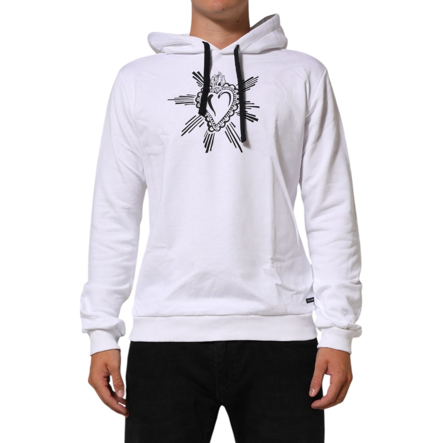 Dolce & Gabbana White Sacred Heart Hooded Sweatshirt Sweater Dolce & Gabbana