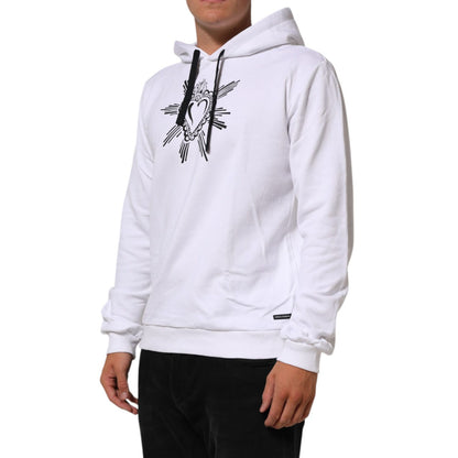 Dolce & Gabbana White Sacred Heart Hooded Sweatshirt Sweater Dolce & Gabbana
