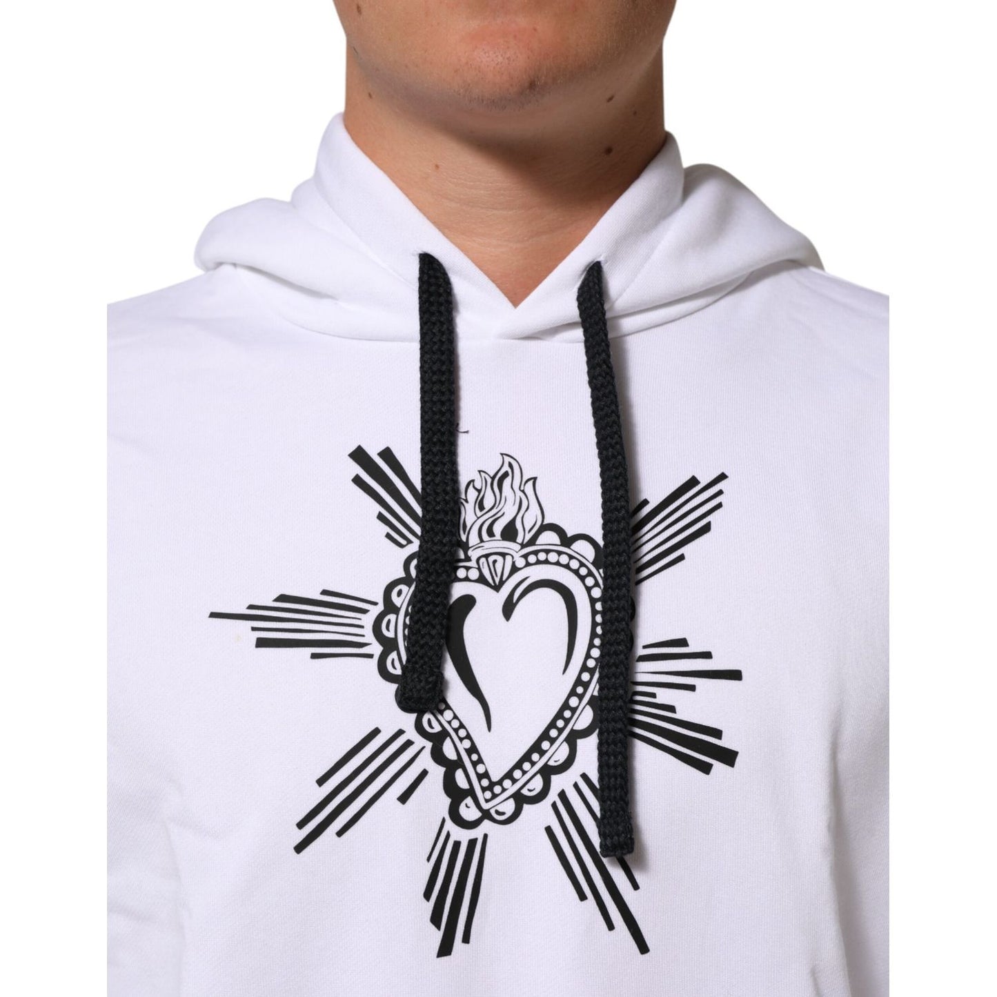 Dolce & Gabbana White Sacred Heart Hooded Sweatshirt Sweater Dolce & Gabbana