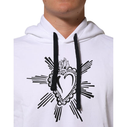 Dolce & Gabbana White Sacred Heart Hooded Sweatshirt Sweater Dolce & Gabbana