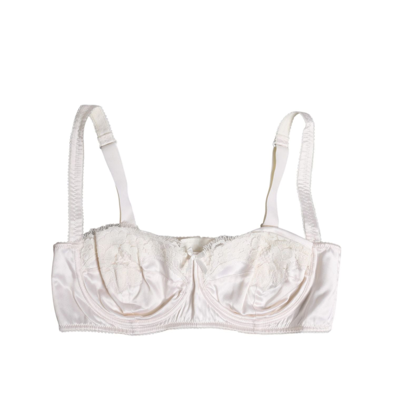Dolce & Gabbana White Silk Underwired Balconette Bra Underwear
