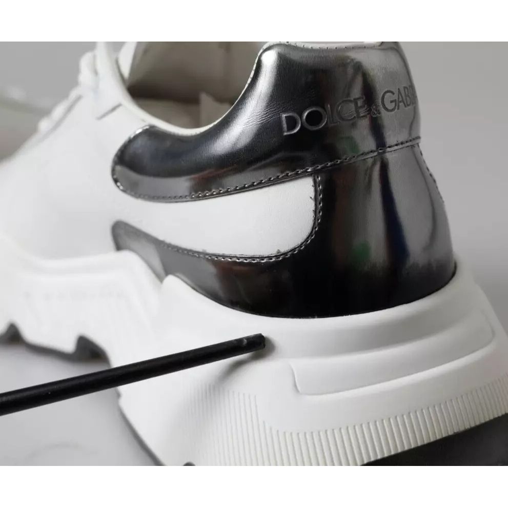 Dolce & Gabbana White Silver Leather Sport DAYMASTER Sneakers
