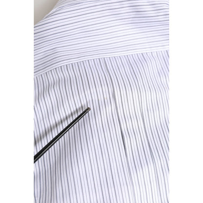 Dolce & Gabbana White Stripes Long Sleeves GOLD Dress Shirt Dolce & Gabbana