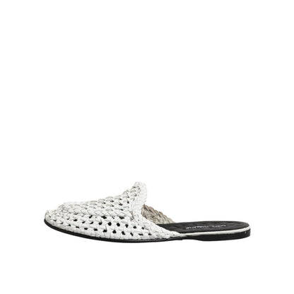 Dolce & Gabbana White Woven Slides MULES Men Sandals Shoes Dolce & Gabbana