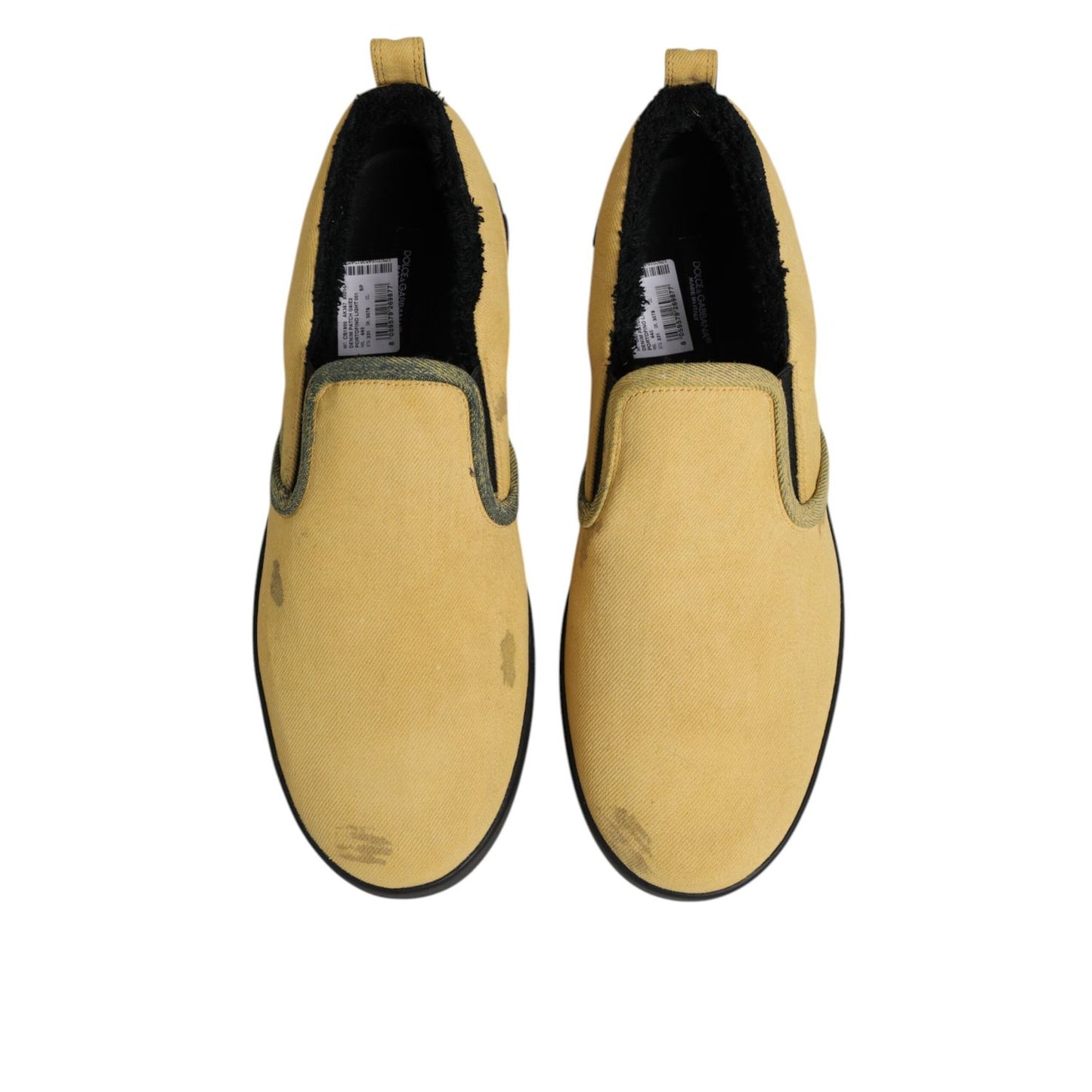 Dolce & Gabbana Yellow Cotton Low Top Slip On Sneakers Shoes