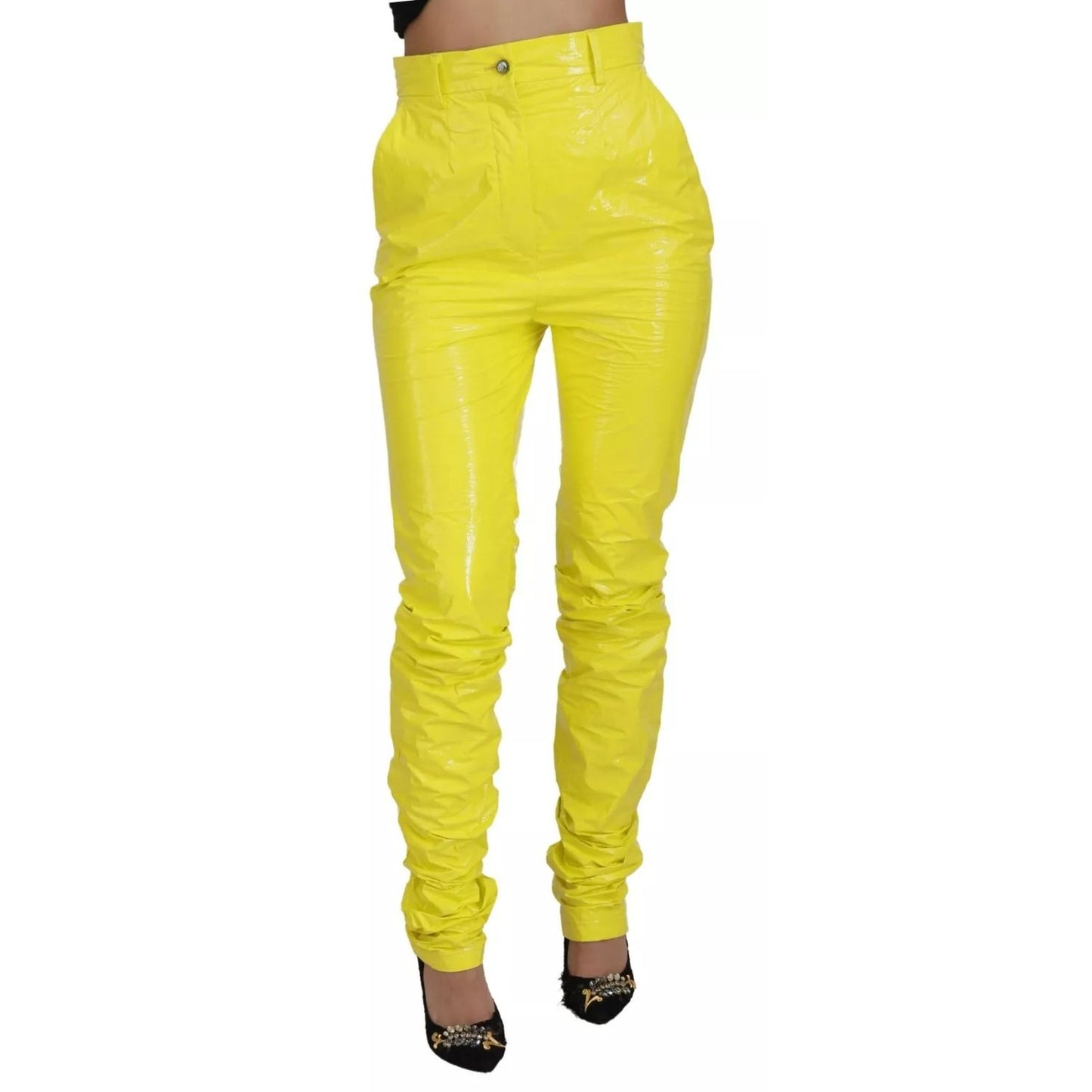 Dolce & Gabbana Yellow High Waist Skinny Women Trouser Pants