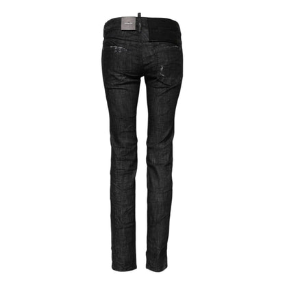 Dsquared² Black Cotton Low Waist Skinny Denim Jeans Dsquared²