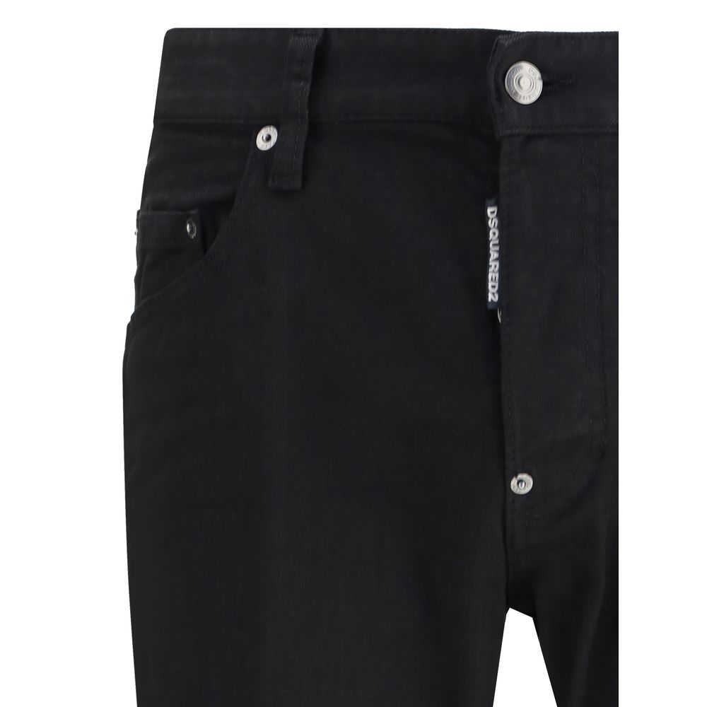 Dsquared² Black Cotton Straight-Leg Jeans Dsquared²