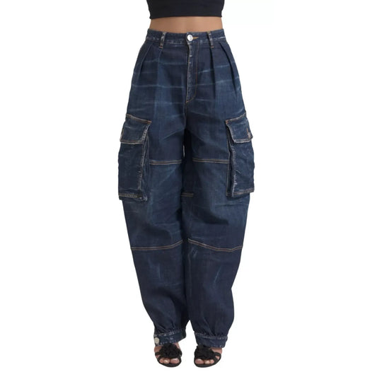 Dsquared² Blue High Waist Cotton Cargo Baggy Denim Jeans Dsquared²