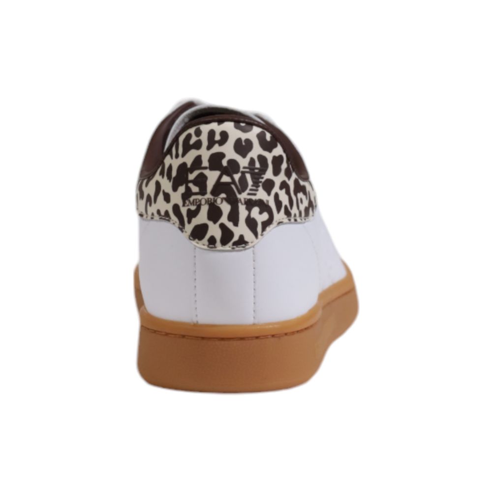 EA7 Emporio Armani Beige Leather Low Top Sneakers