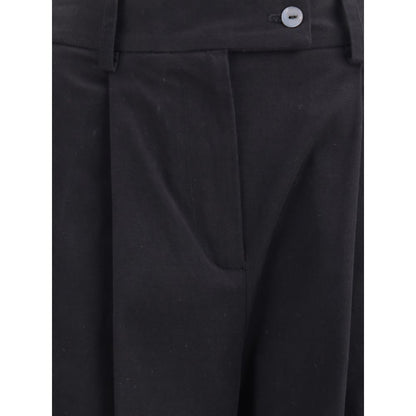 Ella Black Cotton Casual Pants Ella