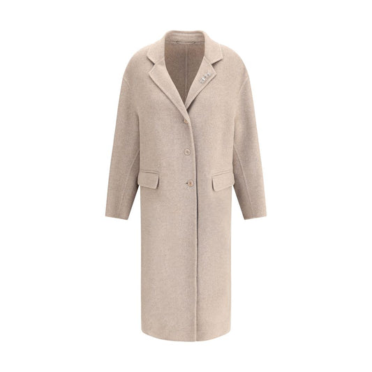 Ermanno Scervino Beige Wool Coat Ermanno Scervino