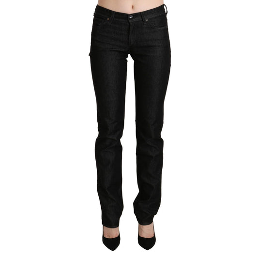 Ermanno Scervino Black Mid Waist Skinny Slim Denim Trouser Ermanno Scervino