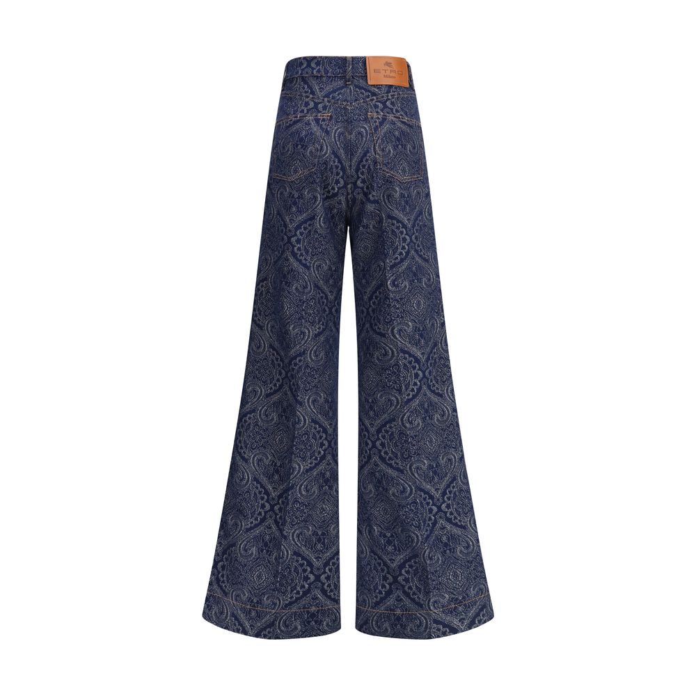 Etro Blue Cotton Flared Jeans Etro