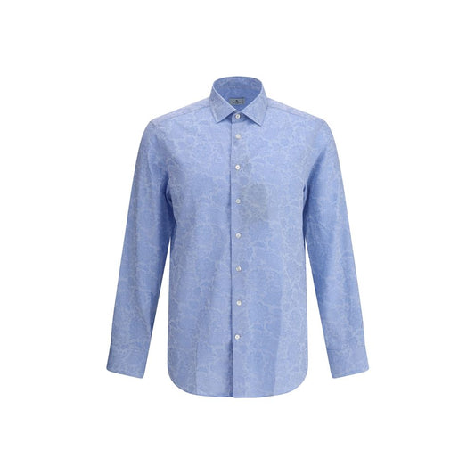 Etro Light Blue Cotton Pattern Shirt Etro