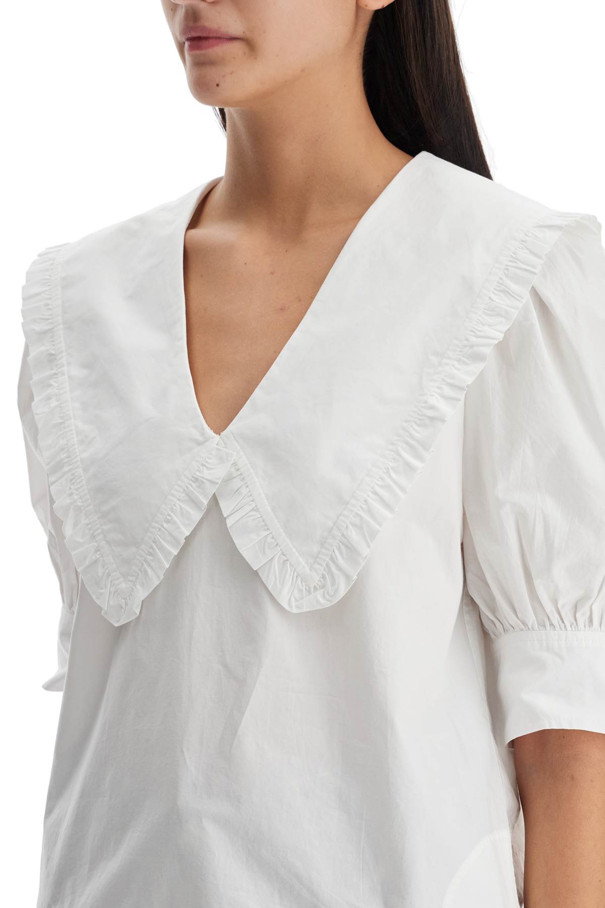 Ganni Ganni blouse with exaggerated collar and ruffle