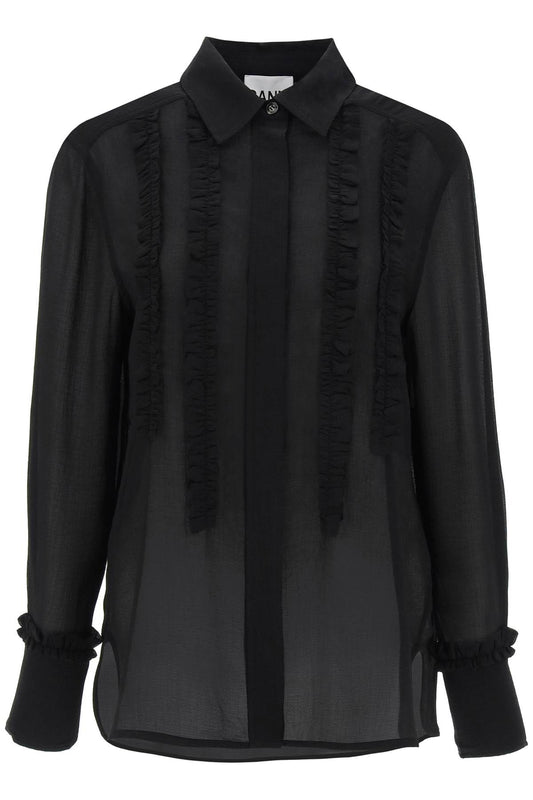 Ganni ruffled chiffon shirt Topwear Ganni