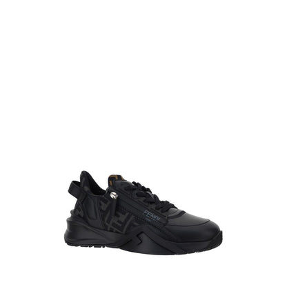 Fendi Black Calf Leather Bos Taurus Athletic Sneakers Fendi