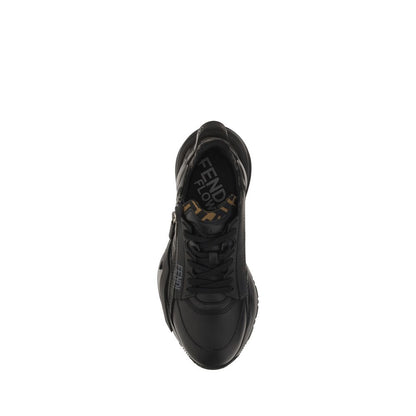 Fendi Black Calf Leather Bos Taurus Athletic Sneakers Fendi