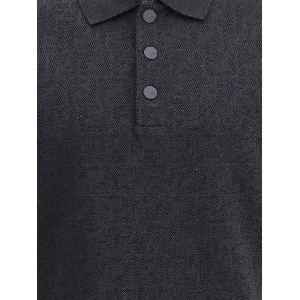 Fendi Black Cotton Polo Shirt
