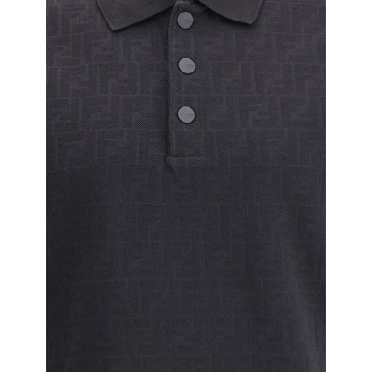 Fendi Black Cotton Polo Shirt Fendi