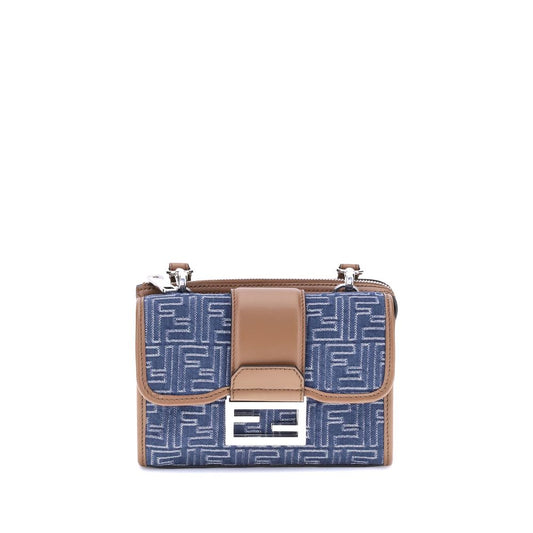 Fendi Blue Cotton Shoulder Bag Fendi