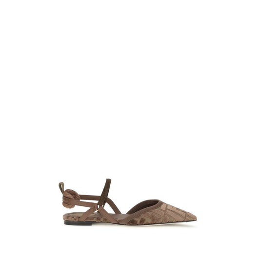 Fendi Brown Polyamide Ballet Flats Fendi